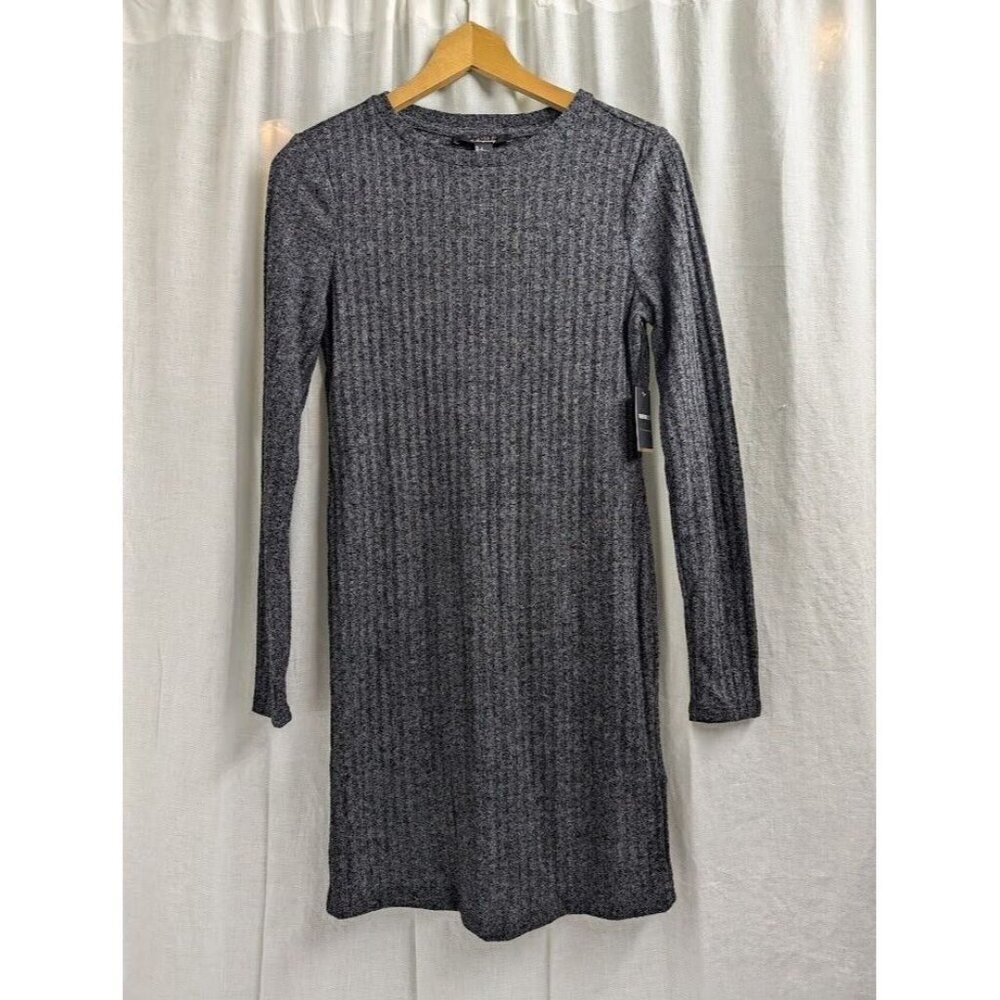 Forever 21 long sleeve, heather gray black mini dress, women's size Large E3